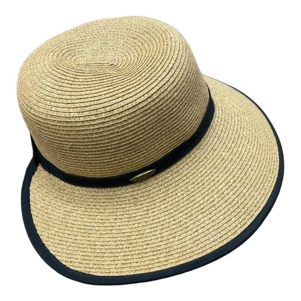CAPPELLI Straworld Women's Wide Brim Sun Hat Black Band Removable Sweatband OS